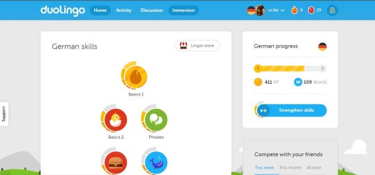 așa arată site-ul duolingo.com